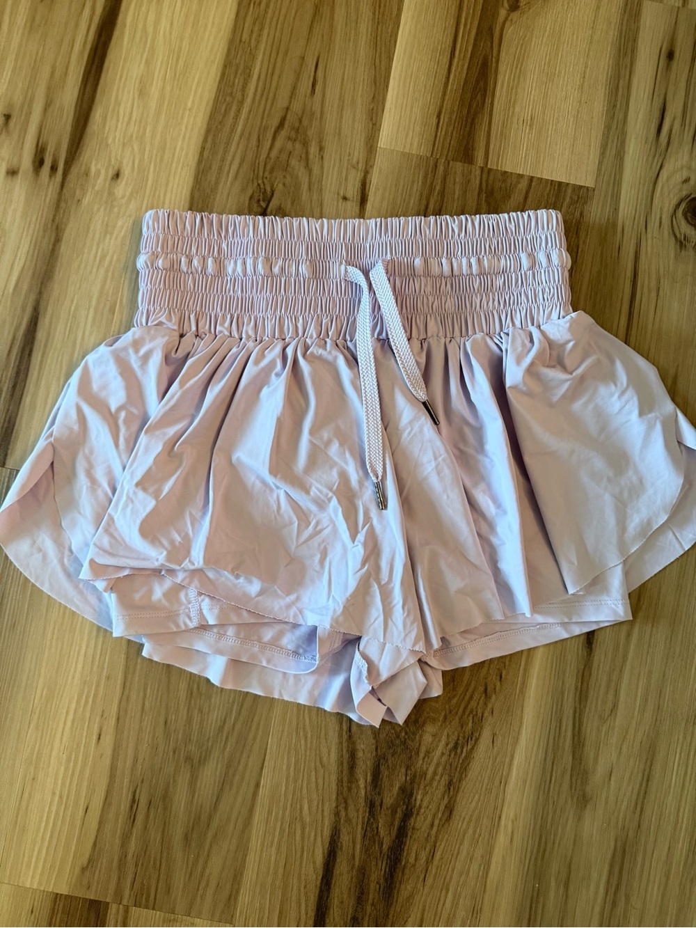 Purple Women's Smocked Waist Ruffle Shorts Medium